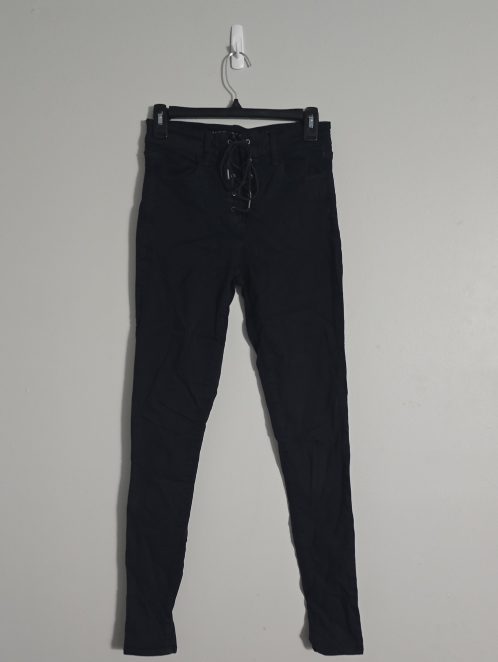American Eagle Outfitters Black Lace-Up Skinny Jeans